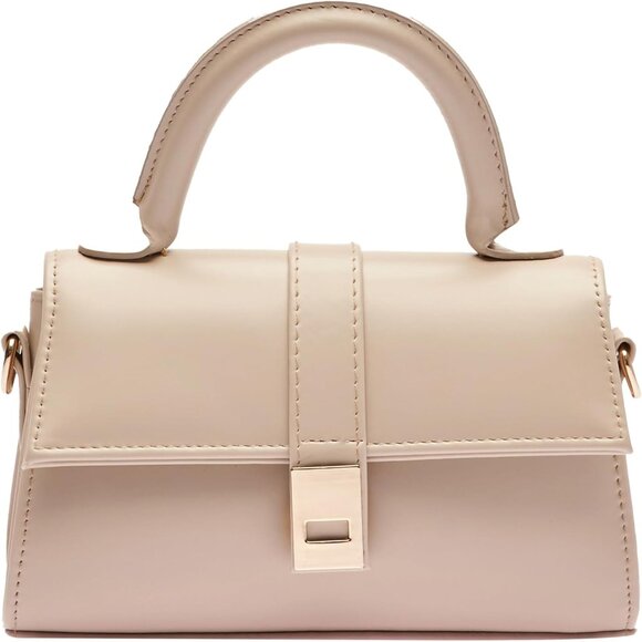 Women's Cream Small Faux Leather Mini Crossbody Elegant Design Shoulder Bag - Picture 1 of 8